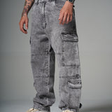 JEANS BAGGY FIT SAVAGE GRIS  2 CORTES 4 BOLSILLOS 14494