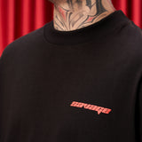 Camiseta Negra Oversize Logo rojo 250 gramos