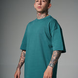 Camiseta 100% Algodón Peruano verde Oversize 250 Gramos