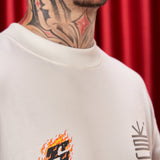 Camiseta Marfil Oversize Fire City Savage  250 gramos