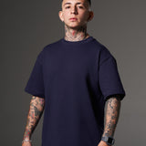 DARK BLUE OVERSIZED BASIC T-SHIRT 14209 SVG