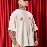 Camiseta Marfil Oversize Fire City Savage  250 gramos