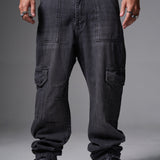 JEANS BAGGY 2 BOLSILLOS PINZAS GRIS OSCURO