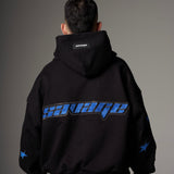 Double Zip Hoodie Boxy fit  Blue stars