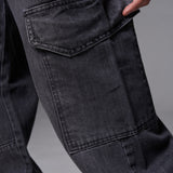 JEANS BAGGY 2 BOLSILLOS PINZAS GRIS OSCURO