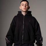 Double Zip Hoodie Boxy fit Red lights