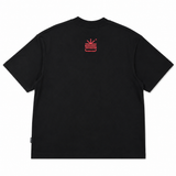 Camiseta Negra Oversize Logo rojo 250 gramos