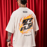 Camiseta Marfil Oversize Fire City Savage  250 gramos