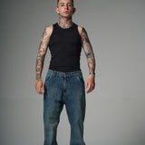 JEANS FLARE SAVAGE AZUL Y CAFÉ  14499
