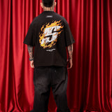 Camiseta Negra Oversize Fuego  250 gramos