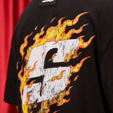 Camiseta Negra Oversize Fuego  250 gramos