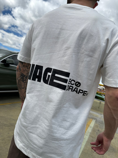 Camiseta SAVAGE MANGA oversize marfil Ecodrape ©️