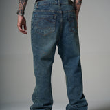 JEANS FLARE SAVAGE AZUL Y CAFÉ  14499