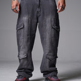 JEANS BAGGY 8 BOLSILLOS PARCHE GRIS OSCURO